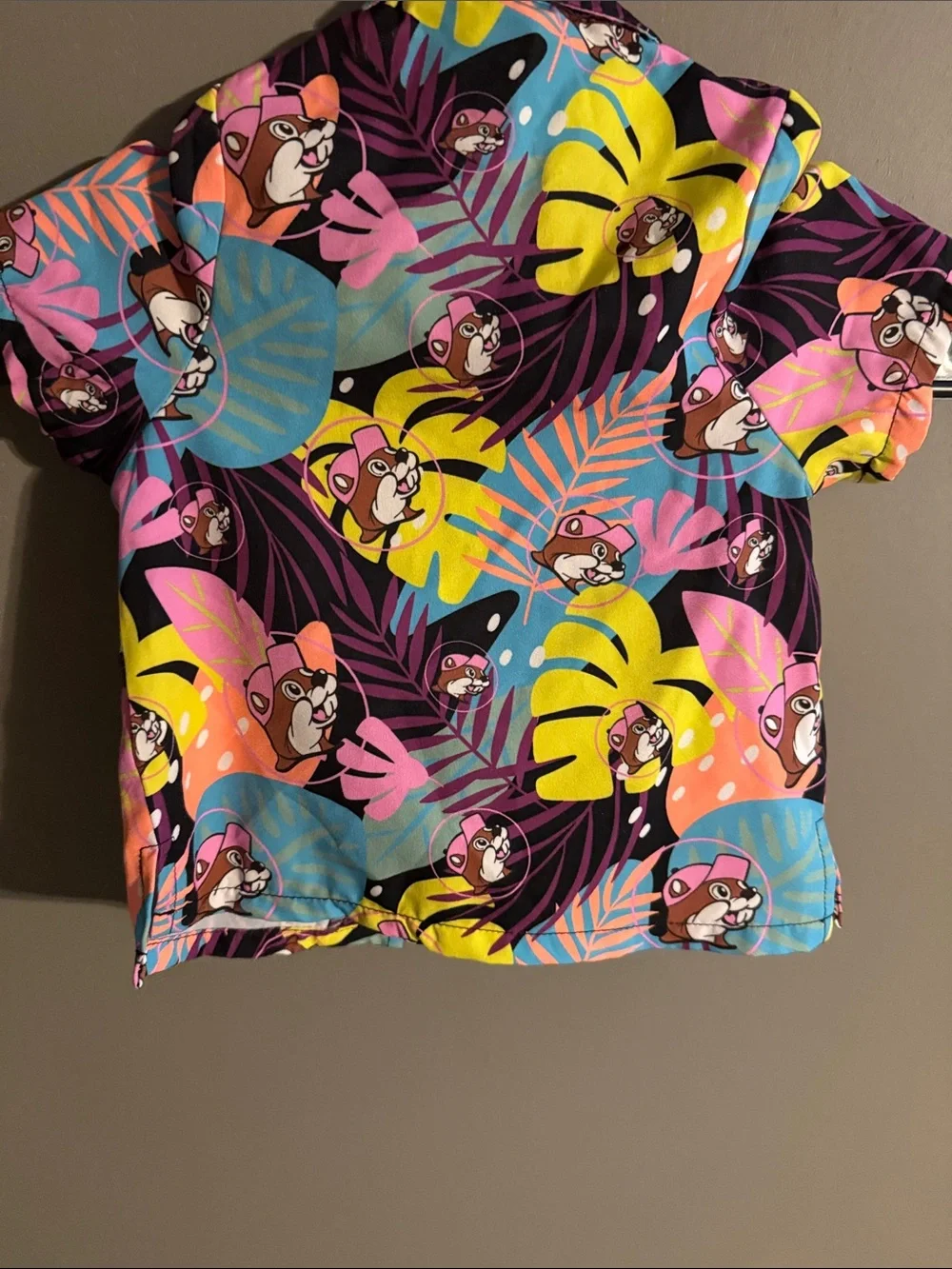 Buc-ees Kids Tropical Cartoon Button-Front Swim Coverup - Pink, Yellow & Blue
